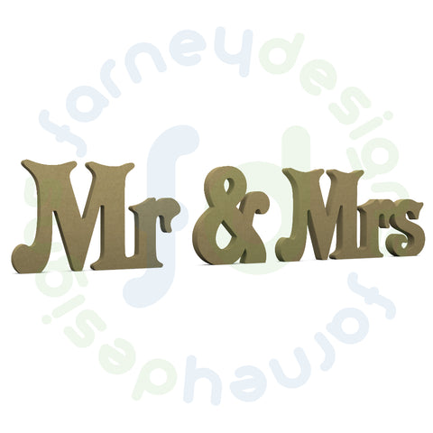 Mr & Mrs in 18mm MDF Victorian font - free standing