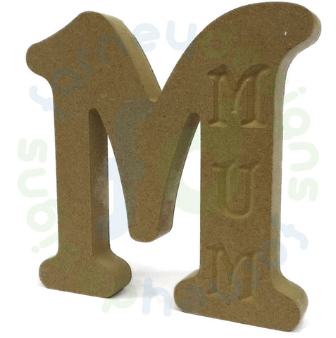 Free Standing M Engraved with MUM in 18mm Belshaw Font