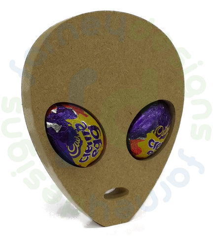 Easter Alien Head Shape with Two Egg Holder Cutouts