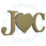 Georgia 18mm Free Standing Initials with Solid or Hollow Middle Heart