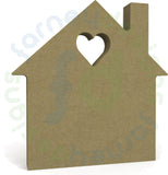 House Shape in 18mm MDF with heart cut out (two types) - Free Standing