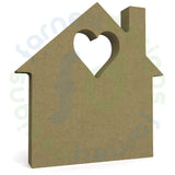 House Shape in 18mm MDF with heart cut out (two types) - Free Standing