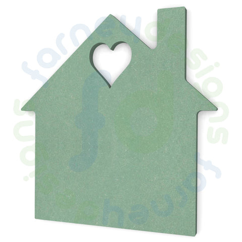 House Shape in 6mm MDF with heart cut out (two types)