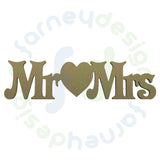Mr heart Mrs in in 18mm MDF Victorian Font