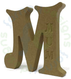 Free Standing M Engraved with MUM in 18mm Victorian Font