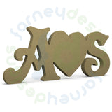 Victorian 18mm Free Standing Initials with Solid or Hollow Middle Heart